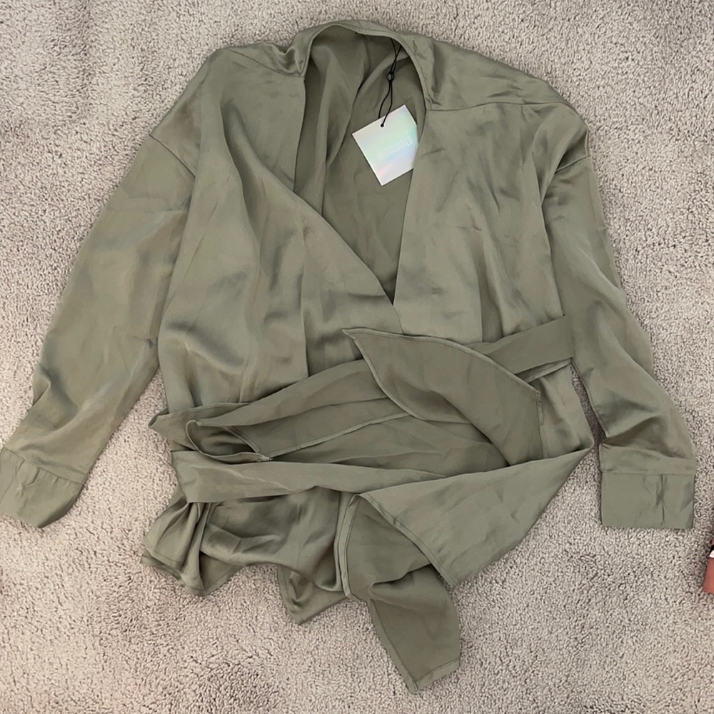Miss guided sage green top with tag